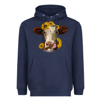 Navy hereford cattle sunflowers heifer Heavyweight Hoodie - Jasminsmagicworld