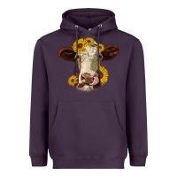 Plum hereford cattle sunflowers heifer Heavyweight Hoodie - Jasminsmagicworld