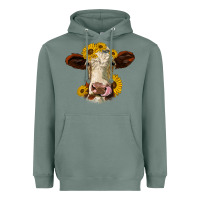 Sage hereford cattle sunflowers heifer Heavyweight Hoodie - Jasminsmagicworld