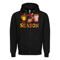 Black tis the season softball Zipper Hoodie - Jasminsmagicworld