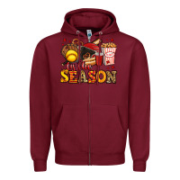 Burgundy tis the season softball Zipper Hoodie - Jasminsmagicworld