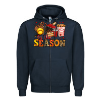 Navy tis the season softball Zipper Hoodie - Jasminsmagicworld