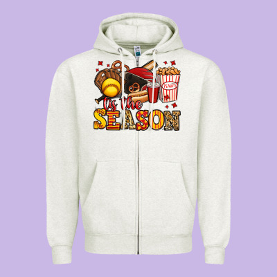 Tis The Season Softball Zipper Hoodie Designed By Jasminsmagicworld