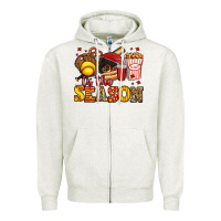 Oatmeal Heather tis the season softball Zipper Hoodie - Jasminsmagicworld
