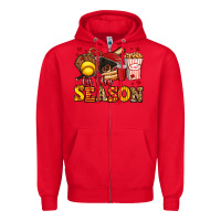 Red tis the season softball Zipper Hoodie - Jasminsmagicworld