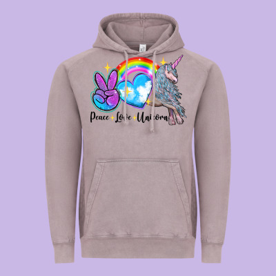 Peace Love Unicorn Vintage Hoodie Designed By Lillyallendesigns