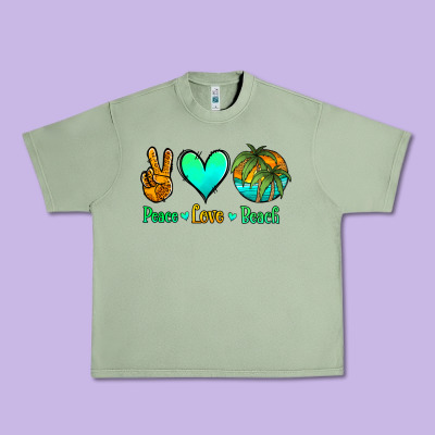 Peace Love Beach Urban Heavy Tee Designed By Jasminsmagicworld