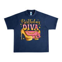 Navy birthday diva pink and gold glitter Urban Heavy Tee - LillyAllenDesigns