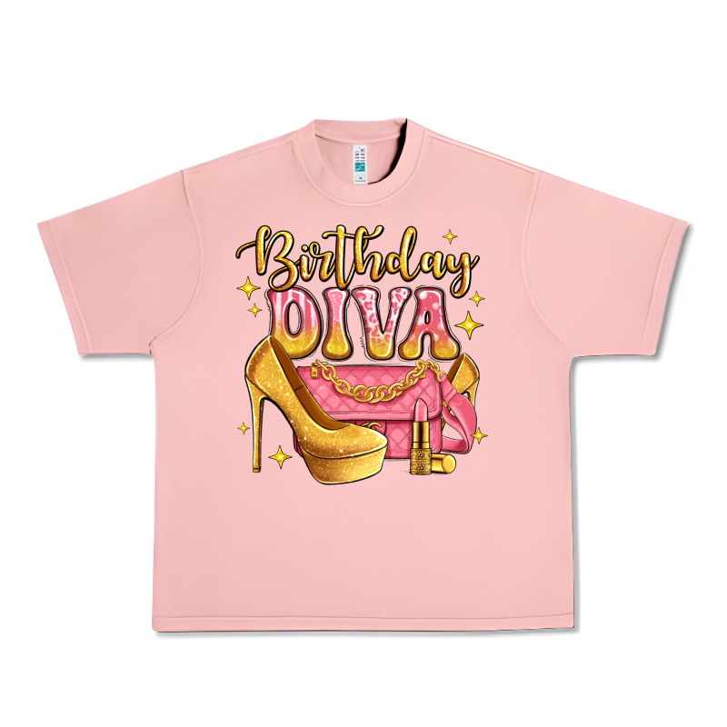 Birthday Diva Pink And Gold Glitter Urban Heavy Tee by LillyAllenDesigns | Teevron