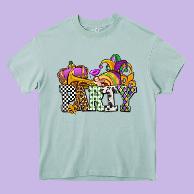 Mardi Gras  Party Olivia Heavy Core Tee Designed By Oliviacreatesart