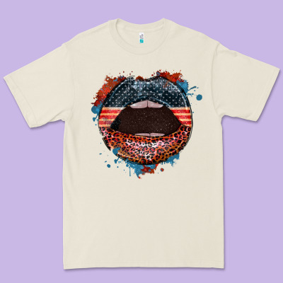 American Flag Lips 4th Of July Premium Tee Designed By Fadigitalartstudio