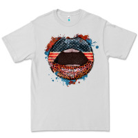 Dove Grey American flag lips 4th of july Premium Tee - FaDigitalArtStudio