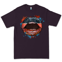 Plum American flag lips 4th of july Premium Tee - FaDigitalArtStudio
