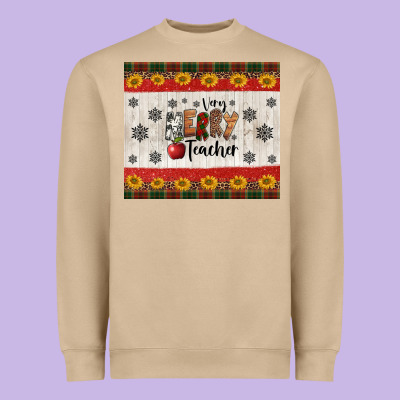 Very Merry Teacher Heavyweight Sweatshirt Designed By Jasminsmagicworld