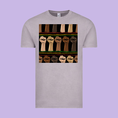 Melanin Rised Fist Seamless Pattern Vintage Tee Designed By Bundleandbundleshop