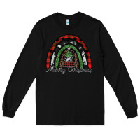 Black Merry Christmas rainbow Long Sleeve Tee - CowhideDigitalArt