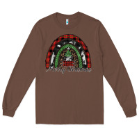 Chestnut Merry Christmas rainbow Long Sleeve Tee - CowhideDigitalArt