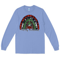 Colony Blue Merry Christmas rainbow Long Sleeve Tee - CowhideDigitalArt