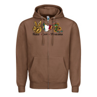 Chestnut Peace Love Mexicana Zipper Hoodie - RanaPortraitStore