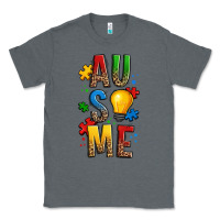 Charcoal Heather ausome autism Classic Tee - OliviaCreatesArt