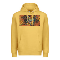 Antique Gold texas map bull skull sunflower leopard licence plate Premium Hoodie - Artiststas