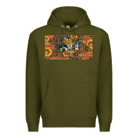 Army Green texas map bull skull sunflower leopard licence plate Premium Hoodie - Artiststas
