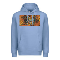 Colony Blue texas map bull skull sunflower leopard licence plate Premium Hoodie - Artiststas