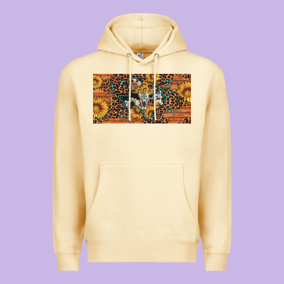 Texas Map Bull Skull Sunflower Leopard Licence Plate Premium Hoodie Designed By Artiststas