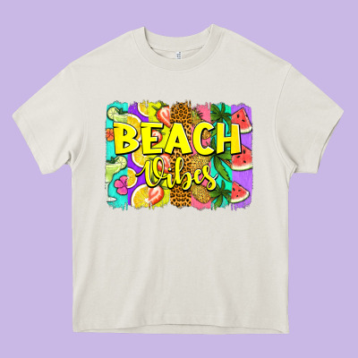 Beach Vibes Summer Brushstroke Heavy Core Tee Designed By Jasminsmagicworld