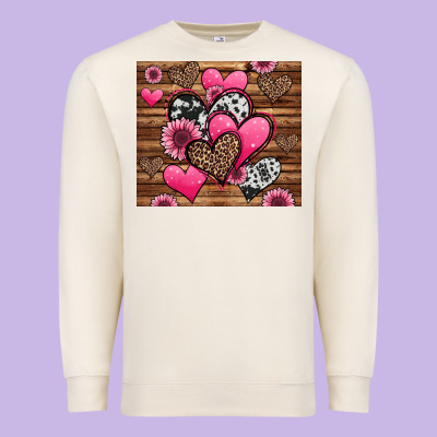 Valentines Day Western Hearts And Sunflowers Premium Sweatshirt Designed By Jasminsmagicworld