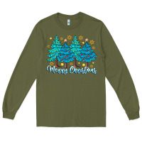 Army Green Merry Christmas Long Sleeve Tee - CowhideDigitalArt