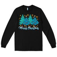 Black Merry Christmas Long Sleeve Tee - CowhideDigitalArt