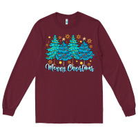 Burgundy Merry Christmas Long Sleeve Tee - CowhideDigitalArt