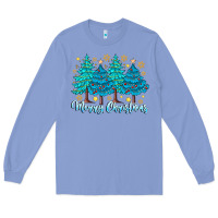 Colony Blue Merry Christmas Long Sleeve Tee - CowhideDigitalArt