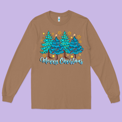Merry Christmas Long Sleeve Tee Designed By Cowhidedigitalart