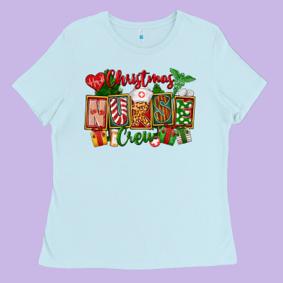 Christmas Nurse Crew Ladies Tee Designed By Fadigitalartstudio