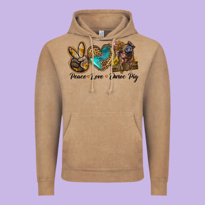 Peace Love Duroc Pig Vintage Hoodie Designed By Lillyallendesigns