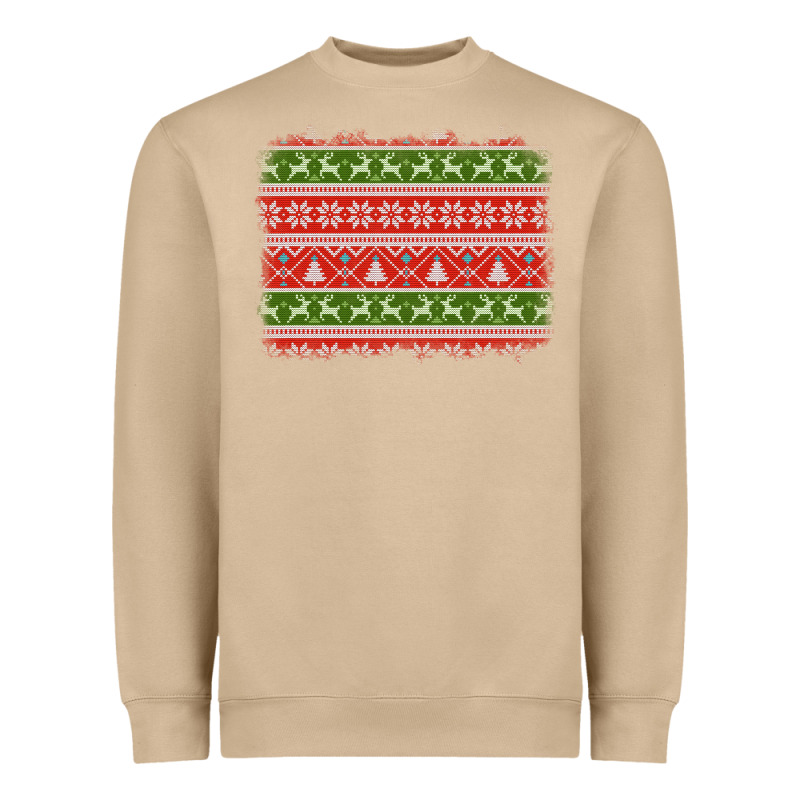 Knitted Christmas Reindeer Pine Tree Background Heavyweight Sweatshirt by Jasminsmagicworld | Teevron