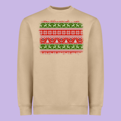 Knitted Christmas Reindeer Pine Tree Background Heavyweight Sweatshirt Designed By Jasminsmagicworld