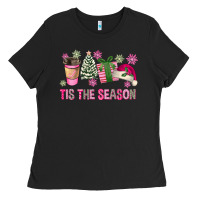 Black Pink Christmas Tis The Season Ladies Tee - FaDigitalArtStudio