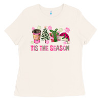 Bone Pink Christmas Tis The Season Ladies Tee - FaDigitalArtStudio