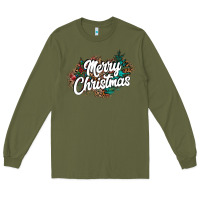 Army Green Merry Christmas Long Sleeve Tee - CowhideDigitalArt