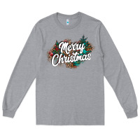 Heather Grey Merry Christmas Long Sleeve Tee - CowhideDigitalArt