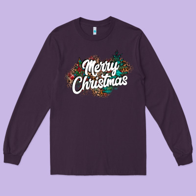 Merry Christmas Long Sleeve Tee Designed By Cowhidedigitalart