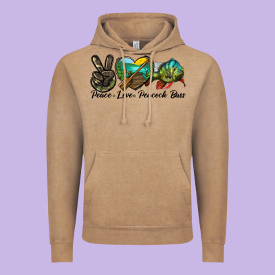 Peace Love Peacock Bass Vintage Hoodie Designed By Lillyallendesigns