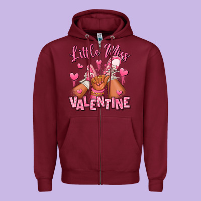 Little Miss Valentine Afro Kid Sneakers Zipper Hoodie Designed By Ranaportraitstore