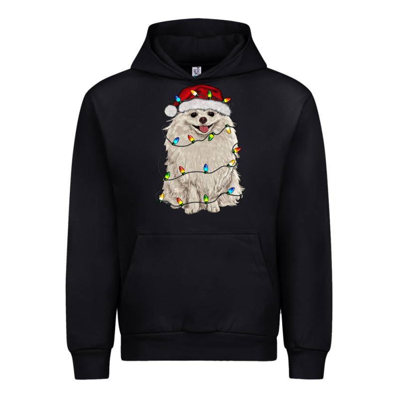 White Pomeranian With Christmas Lights Urban Hoodie by RanaPortraitStore | Teevron