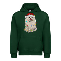 Forest Green white pomeranian with christmas lights Urban Hoodie - RanaPortraitStore
