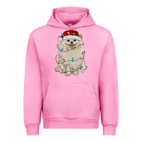 Fuchsia Pink white pomeranian with christmas lights Urban Hoodie - RanaPortraitStore