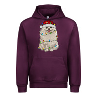 Mauve Wine white pomeranian with christmas lights Urban Hoodie - RanaPortraitStore
